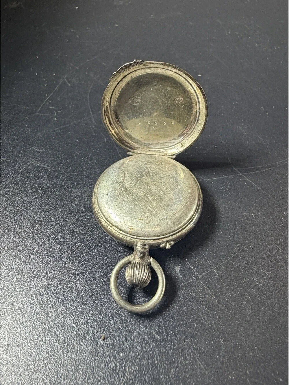 Vintage - Silver Pocket Watch .800 Fine Silver Etching On The Back - Nonrunning